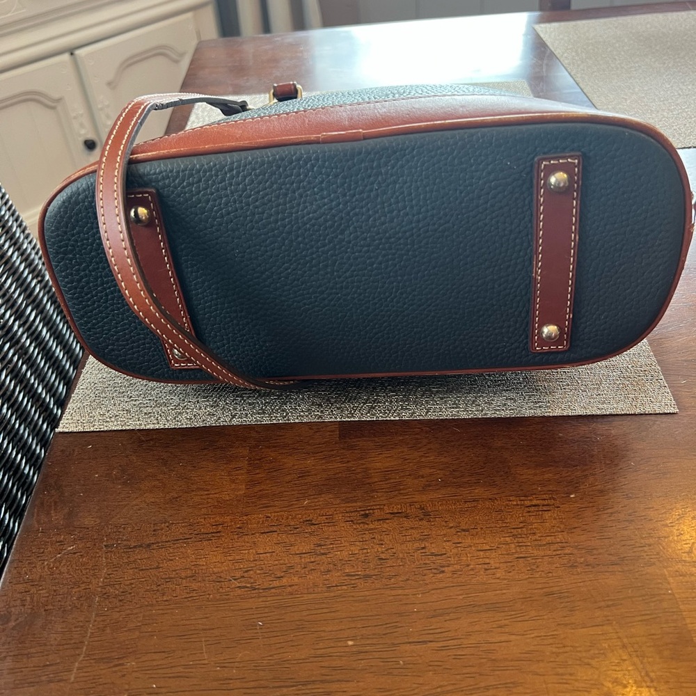 Dooney & Bourke Brown and Blue Leather Satchel - Picture 5 of 8